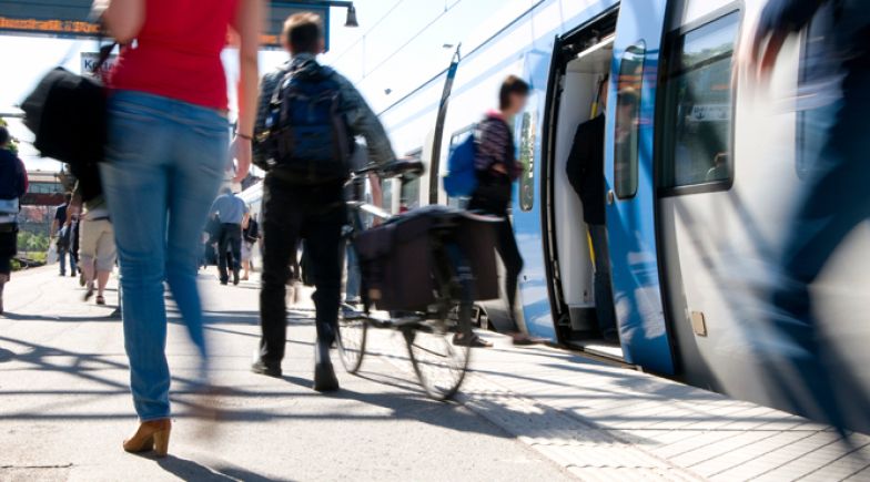 People boarding a train